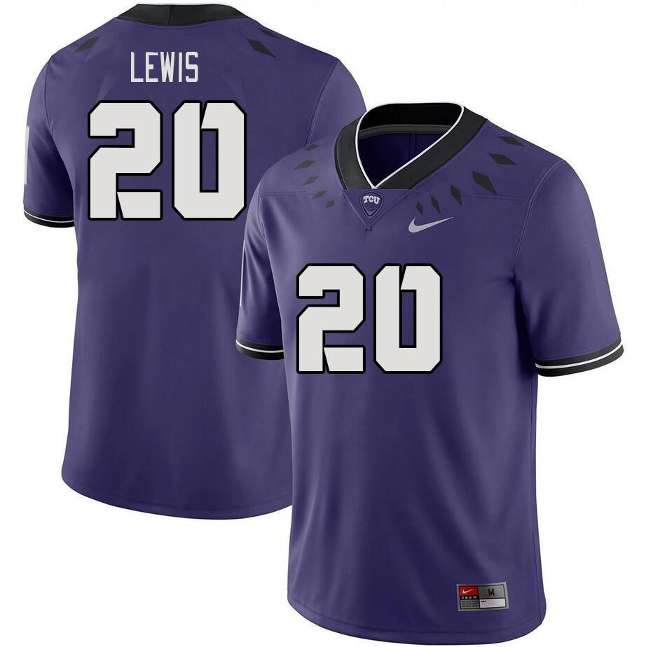 Men #20 Ronald Lewis TCU Horned Frogs 2023 College Footbal Jerseys Stitched-Purple